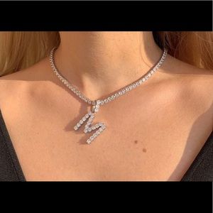 Diamond initial chain necklace